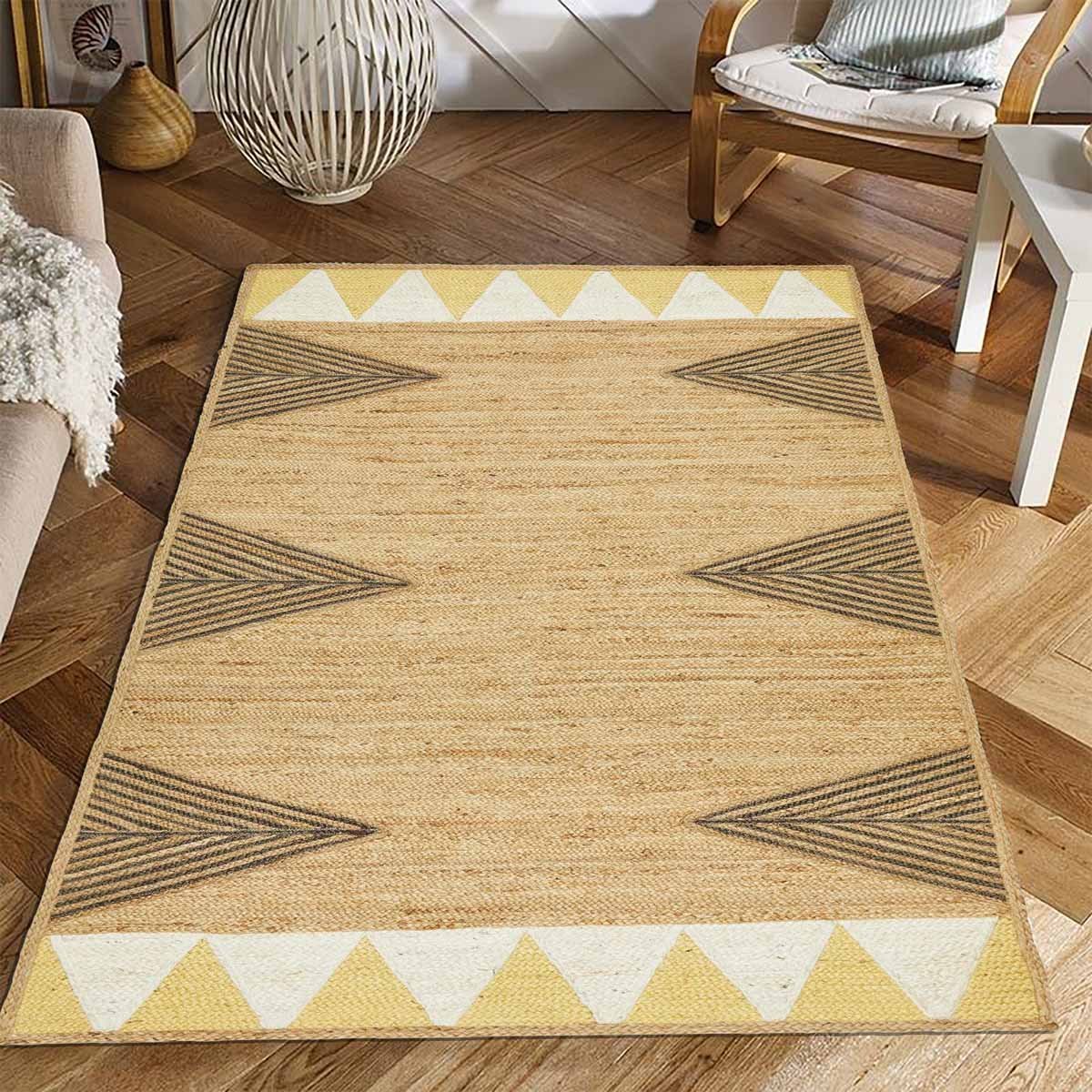 Designer Hand Braided Yellow Jute Area Rug