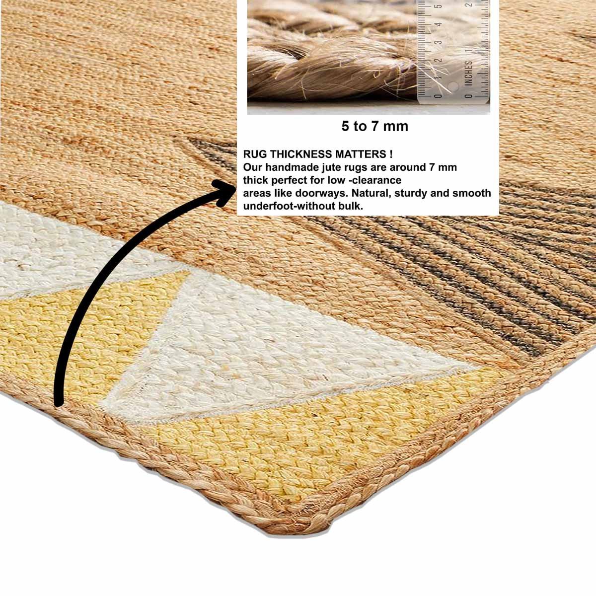 Designer Hand Braided Yellow Jute Area Rug - Image 4