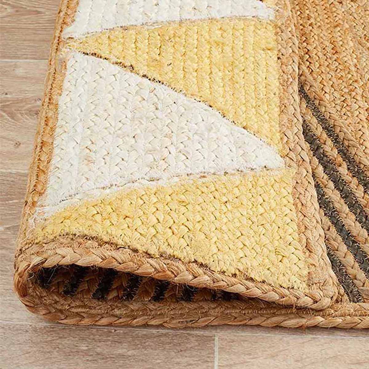 Designer Hand Braided Yellow Jute Area Rug - Image 5