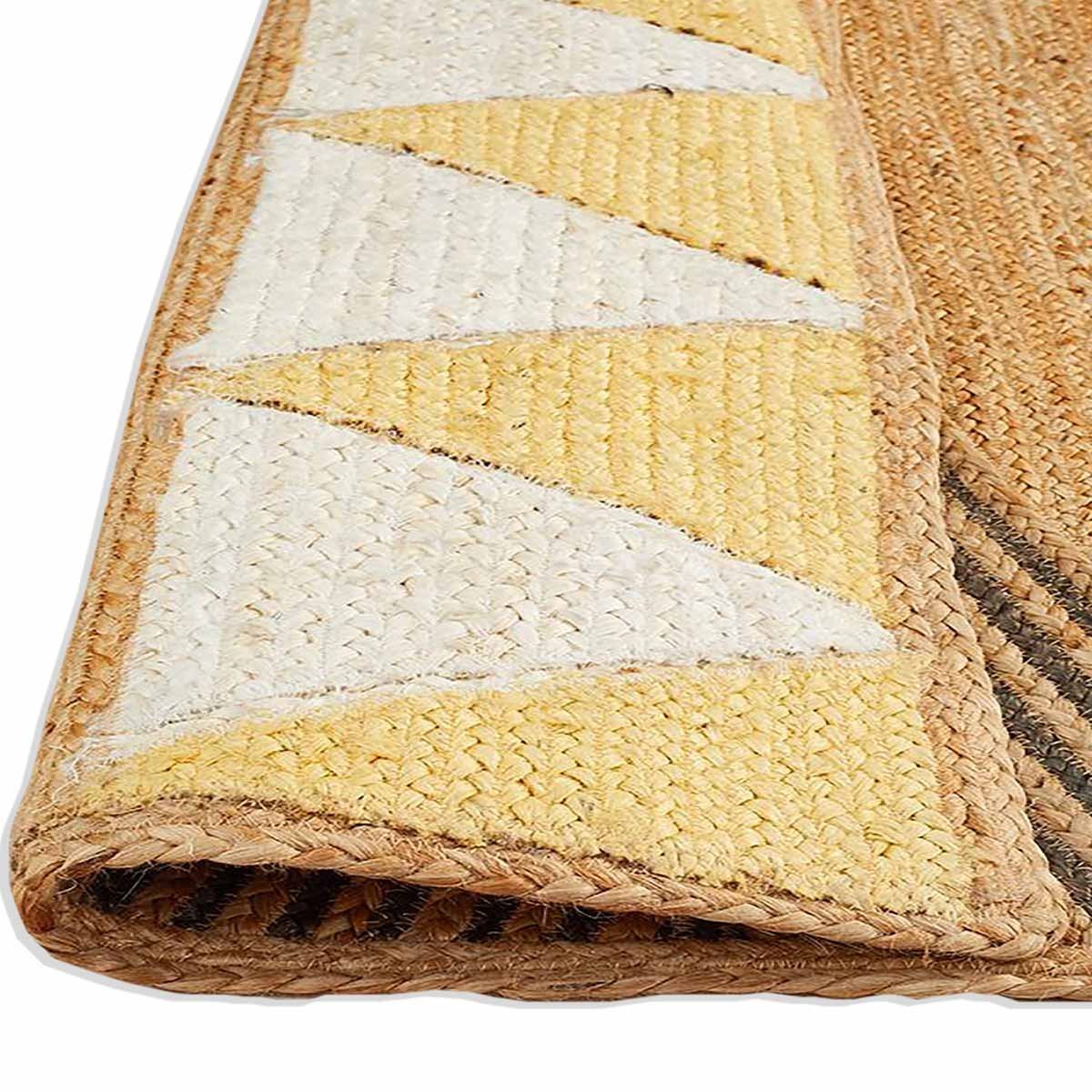 Designer Hand Braided Yellow Jute Area Rug - Image 6
