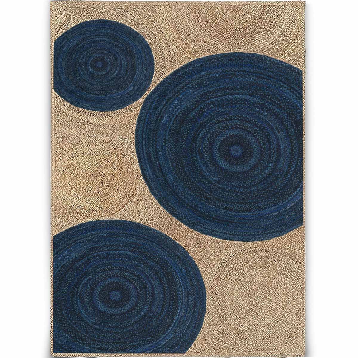 Blue Designer Hand Braided Jute Area Rug - Image 2