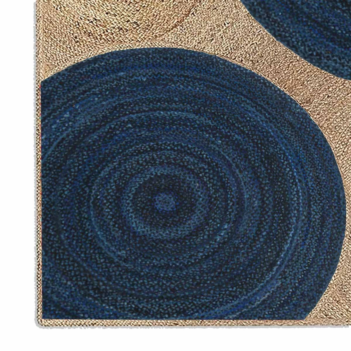 Blue Designer Hand Braided Jute Area Rug - Image 4