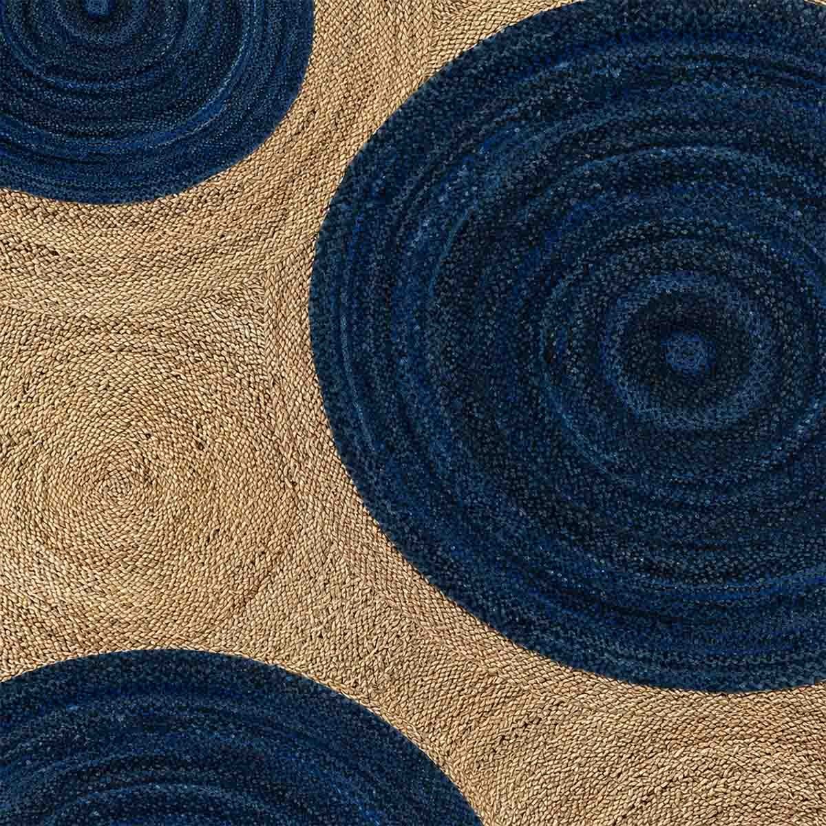 Blue Designer Hand Braided Jute Area Rug - Image 6