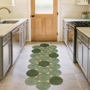 Green Scalloped Hand Braided Jute Area Rug