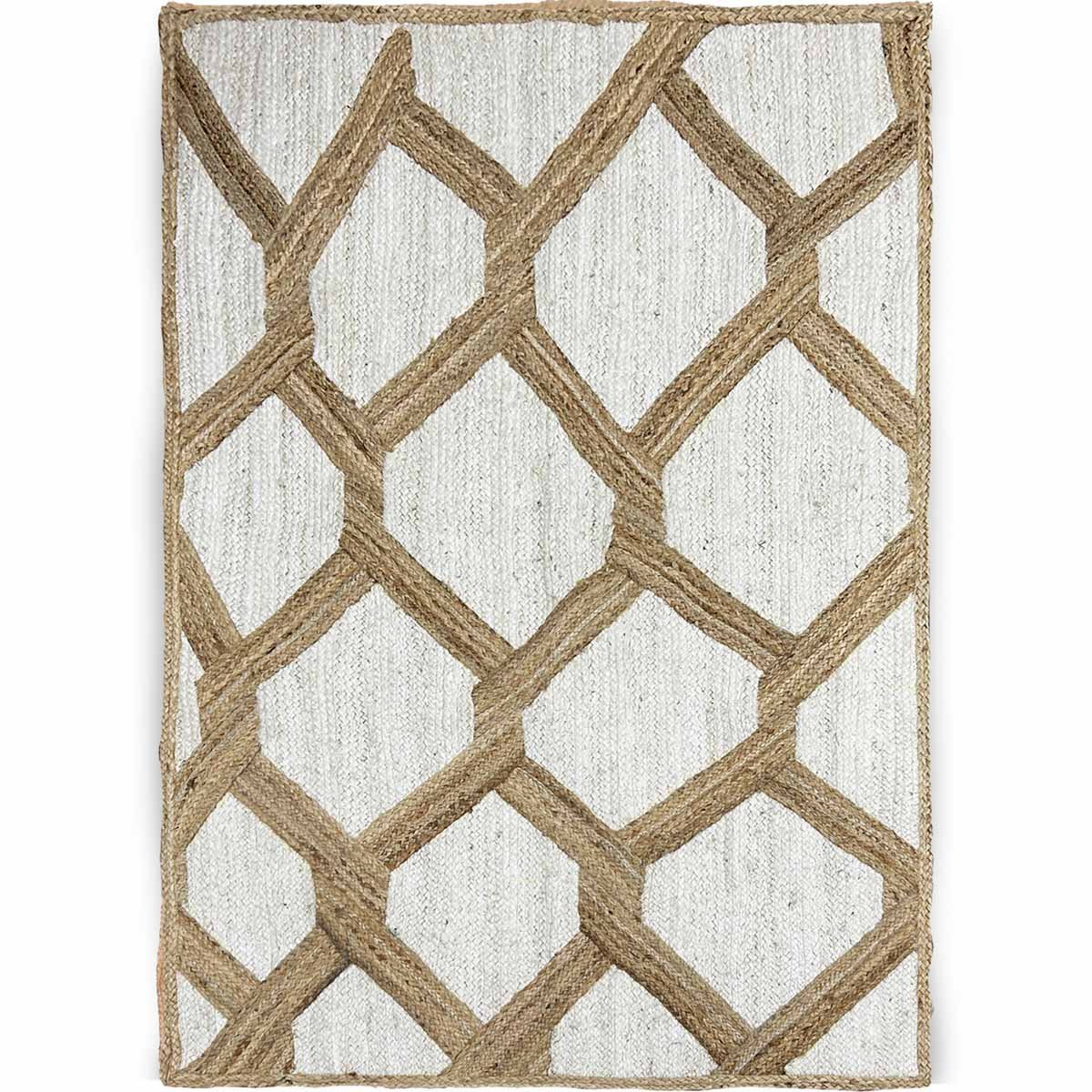 White Designer Hand Braided Jute Area Rug - 6x9 Rug - Image 2