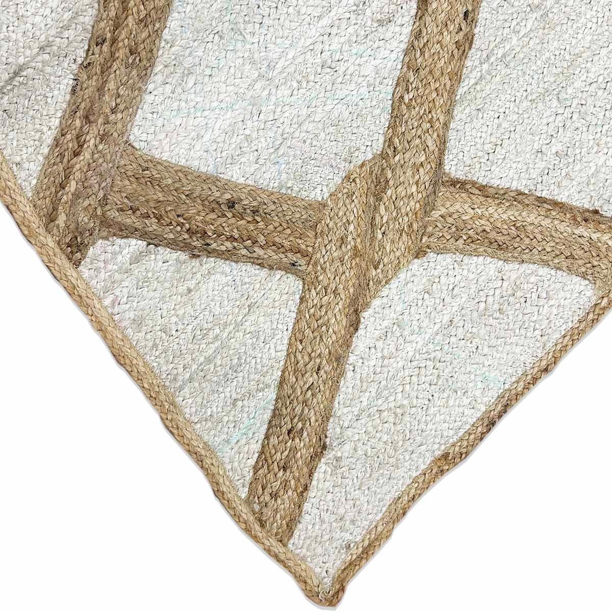 White Designer Hand Braided Jute Area Rug - 6x9 Rug - Image 4
