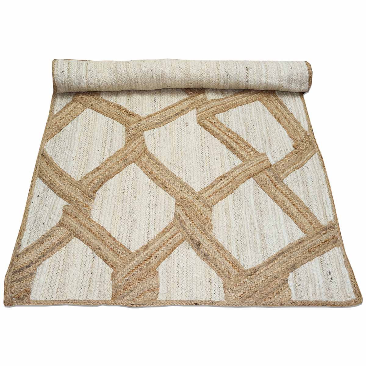 White Designer Hand Braided Jute Area Rug - 6x9 Rug - Image 5