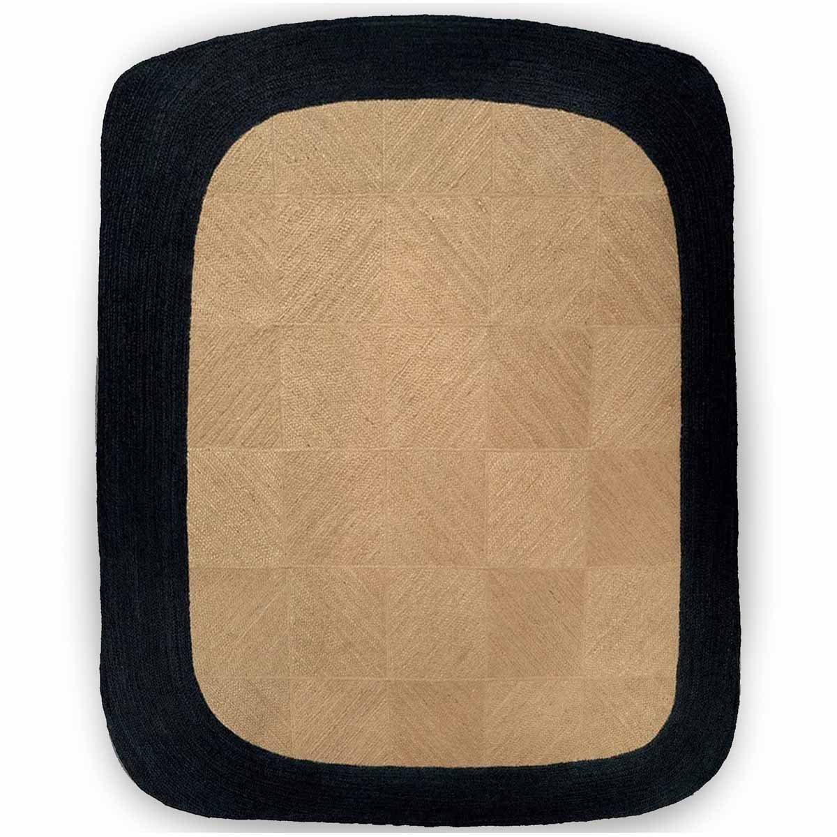 Black Border Hand Braided Jute Carpet - 5x5 Rug - Image 2