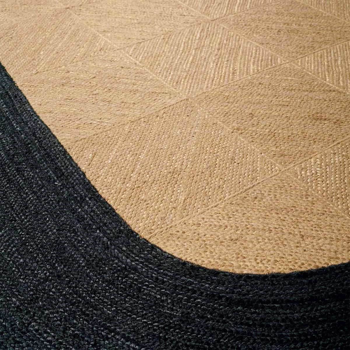 Black Border Hand Braided Jute Carpet - 5x5 Rug - Image 4