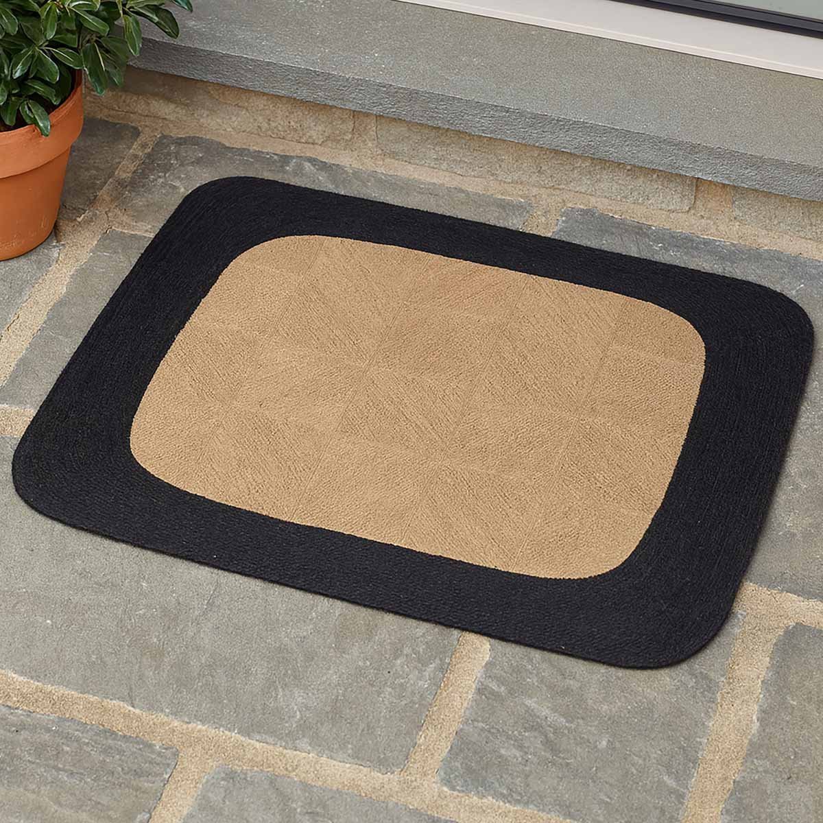 Black Border Hand Braided Jute Carpet - 5x5 Rug - Image 6