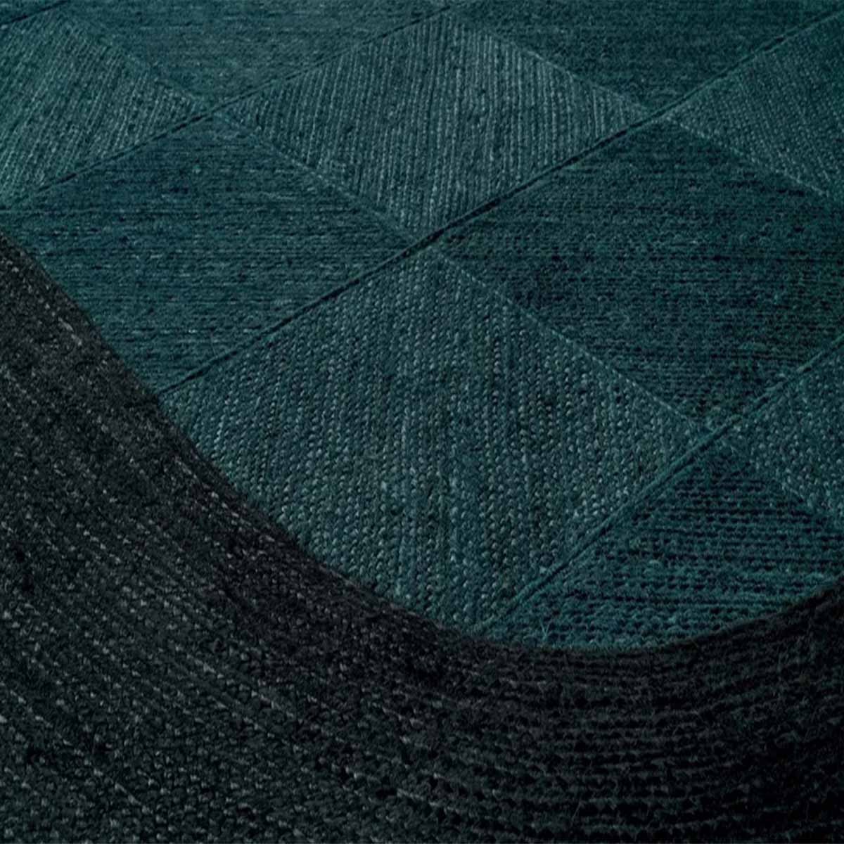Black Border Hand Braided Blue Jute Rug - 4x4 Rug - Image 5
