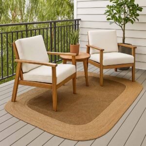 Natural Hand Braided Bordered Jute Rug - 4x6 Rug