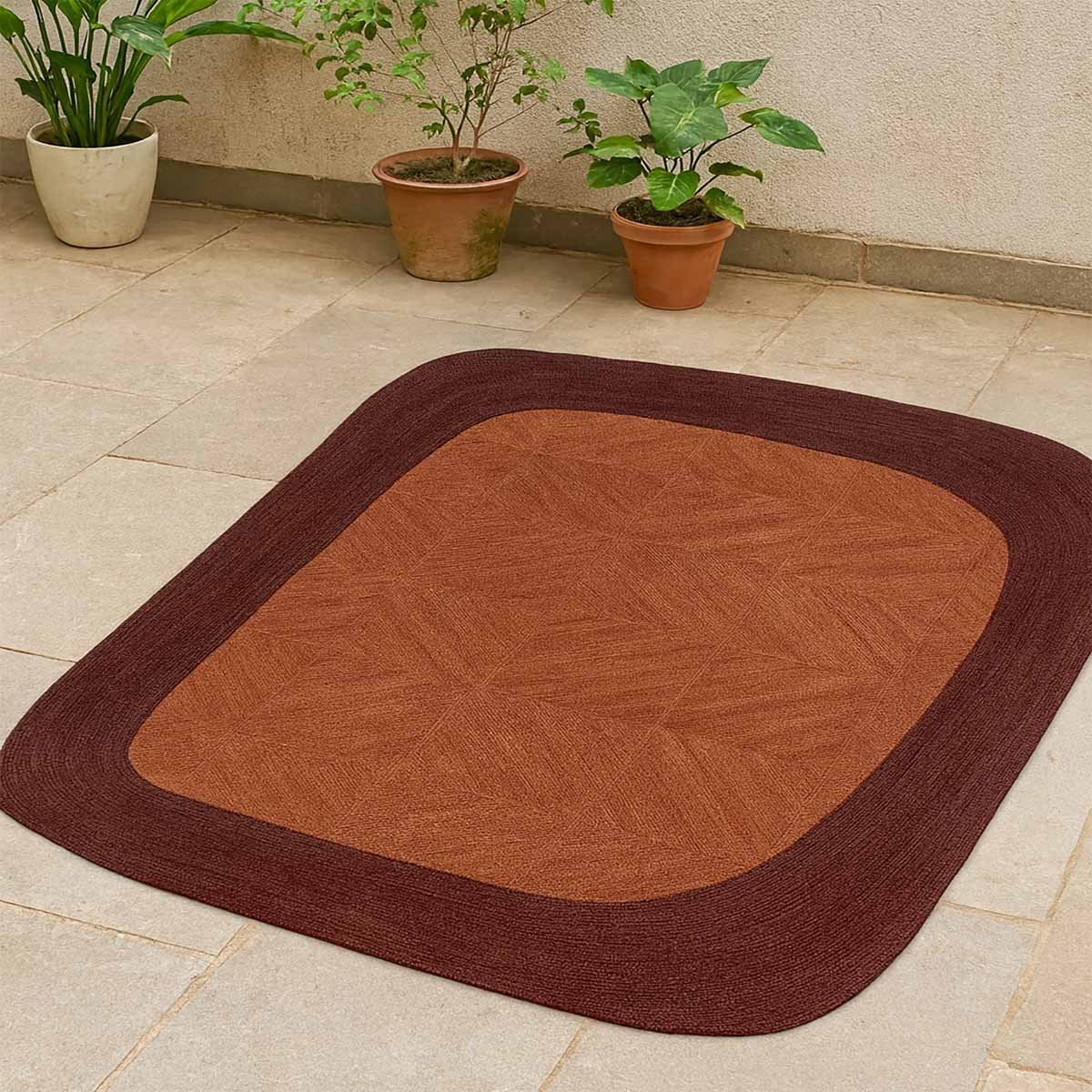 Red Hand Braided Bordered Jute Rug - 6x9 Rug - Image 4