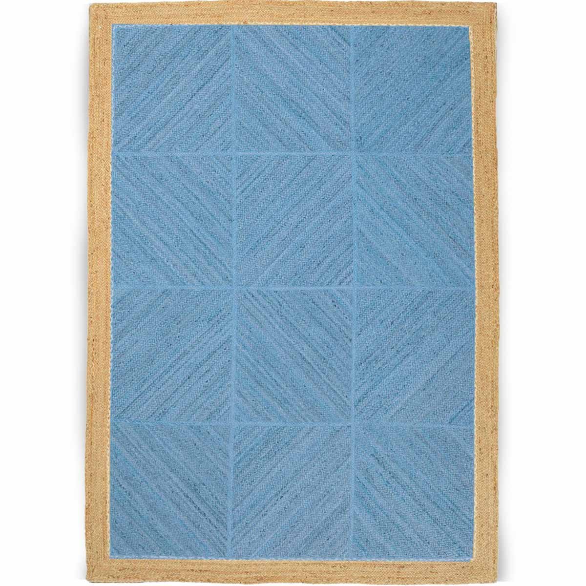 Blue Geometric Hand Braided Jute Area Rug - Image 2