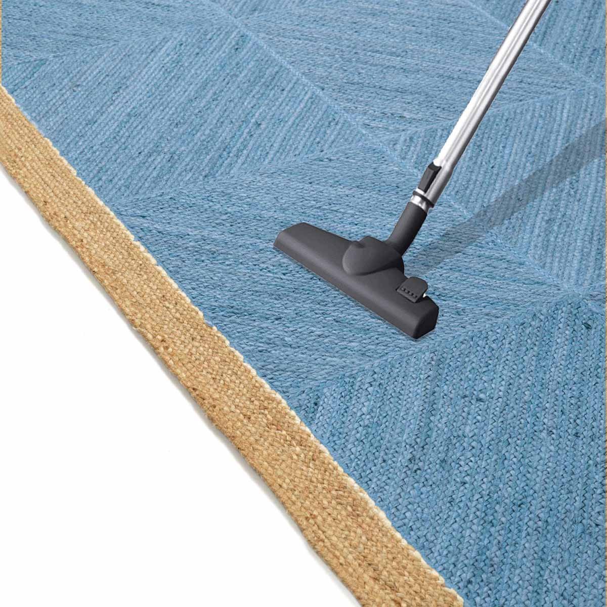 Blue Geometric Hand Braided Jute Area Rug - Image 4