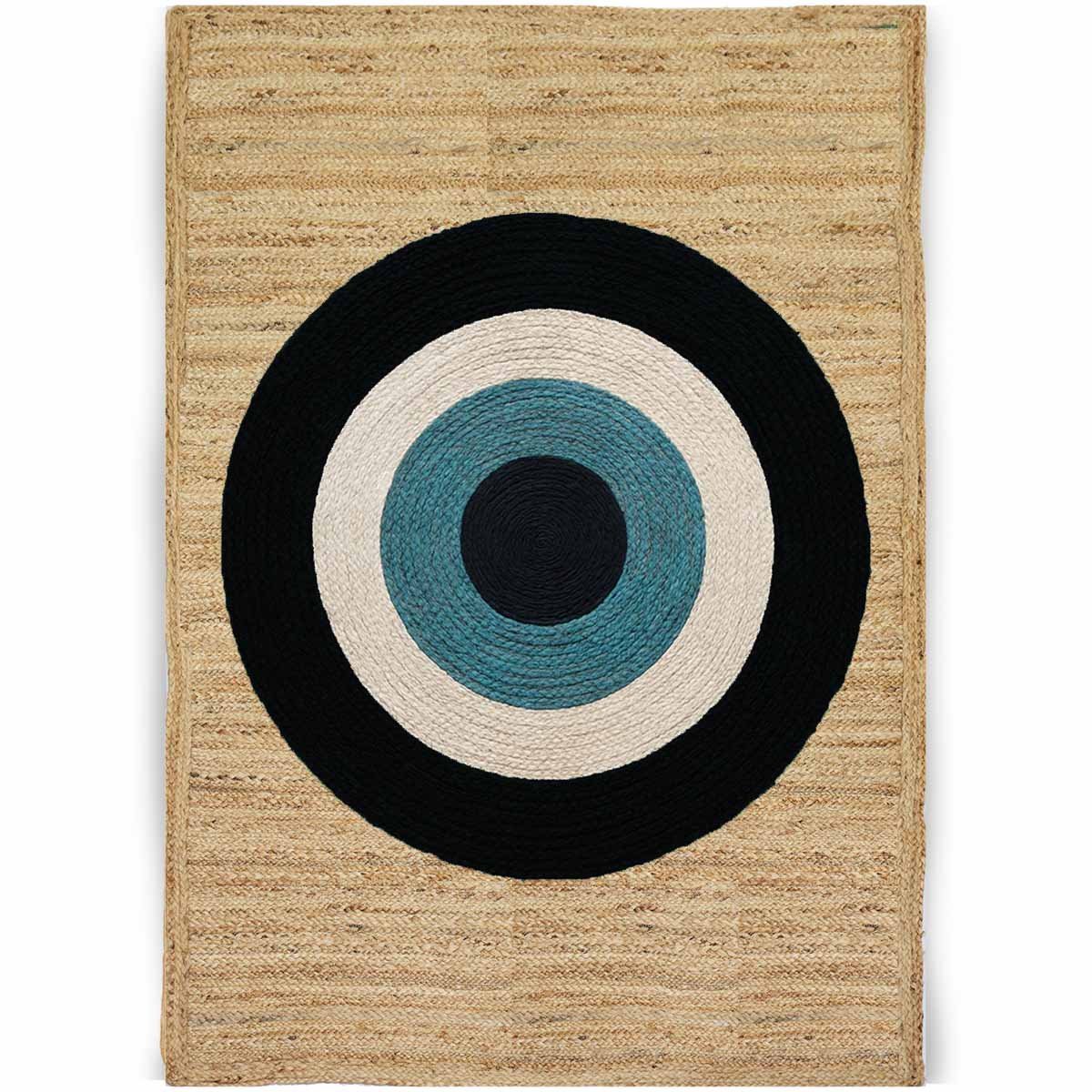 Black Circle Designer Hand Braided Jute Carpet - 5x7 - Image 2