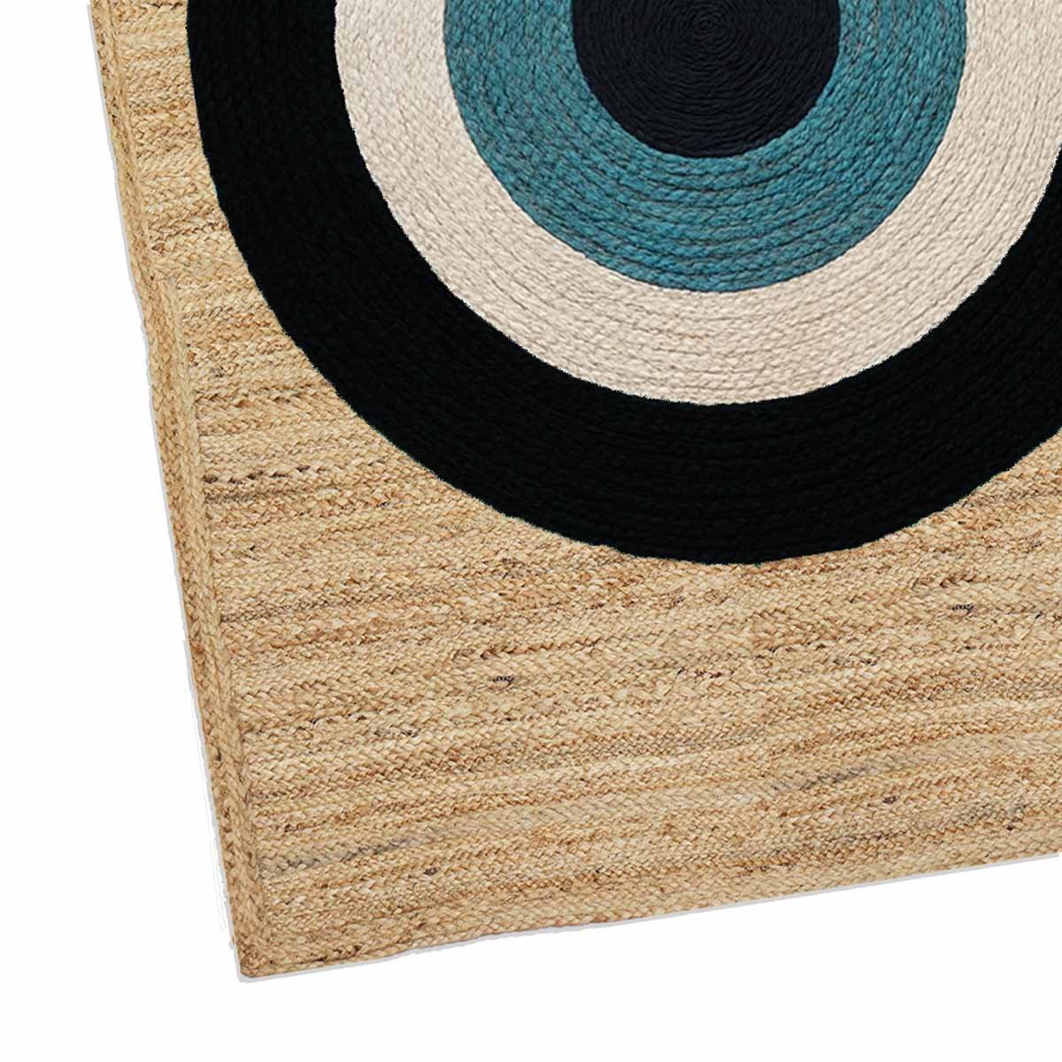 Black Circle Designer Hand Braided Jute Carpet - 5x7 - Image 4
