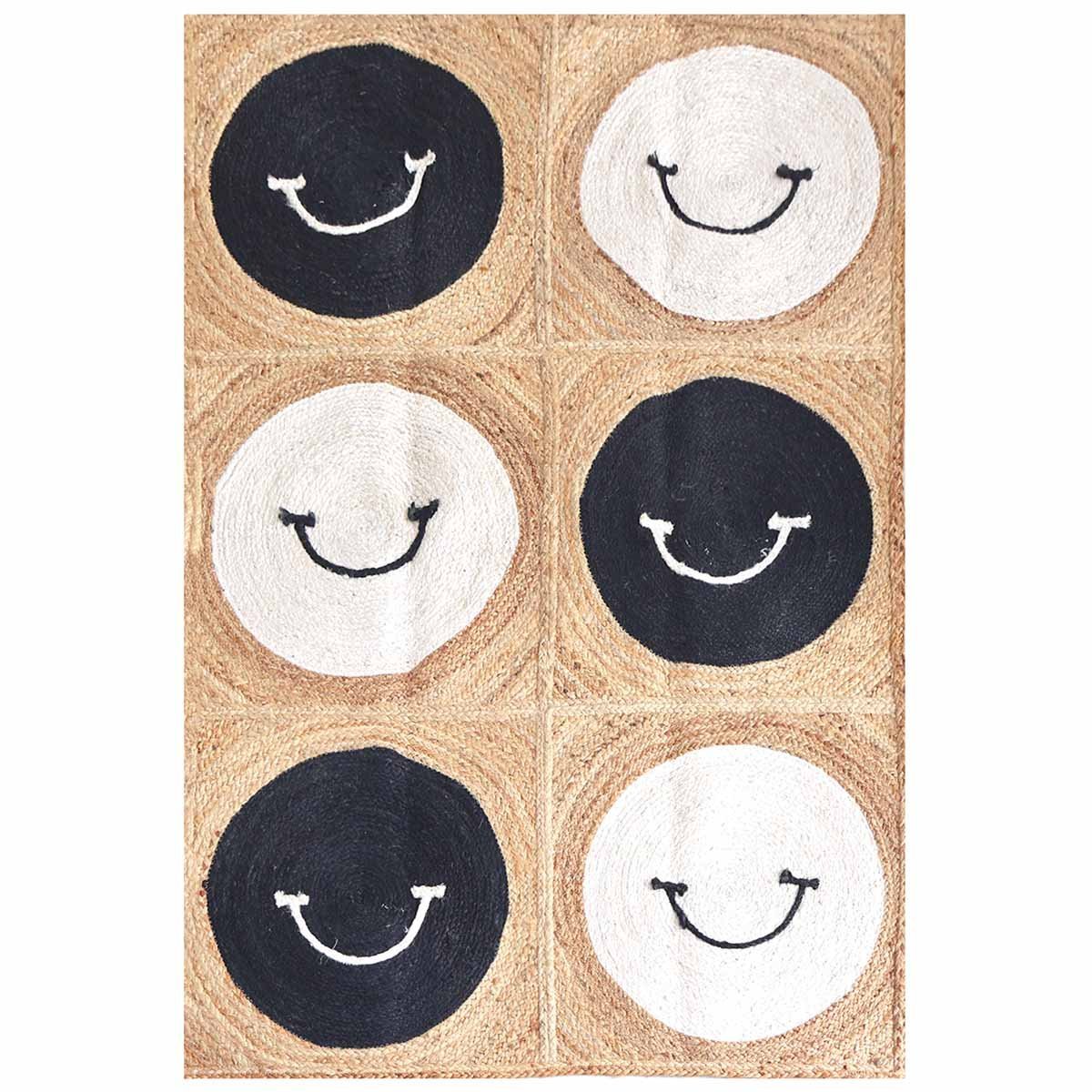 Designer Smiley Face Braided Jute Rug - 5x5 - Image 2