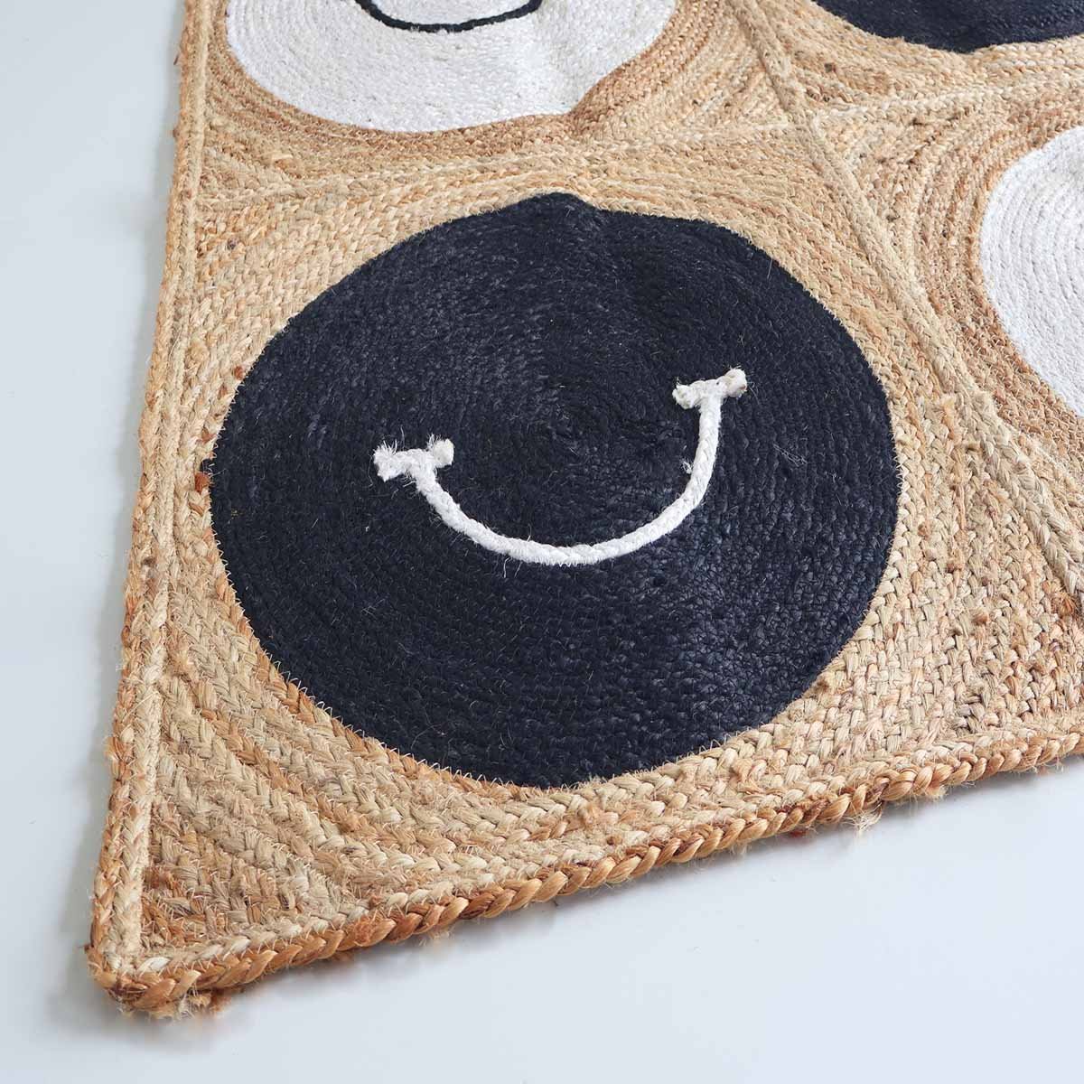 Designer Smiley Face Braided Jute Rug - 5x5 - Image 4