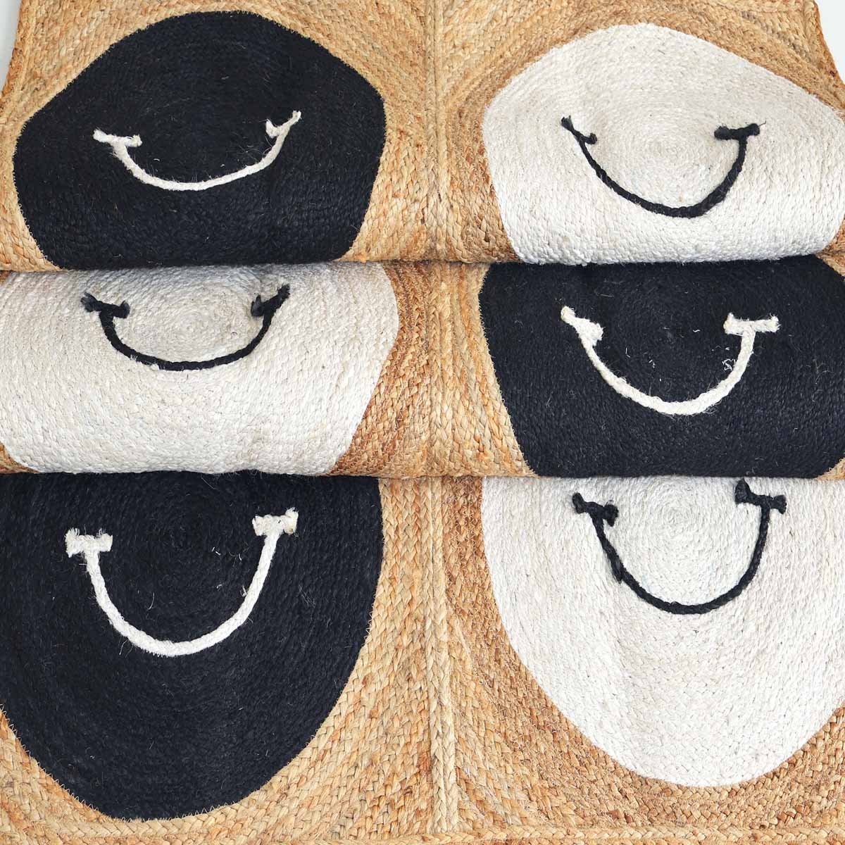 Designer Smiley Face Braided Jute Rug - 5x5 - Image 6
